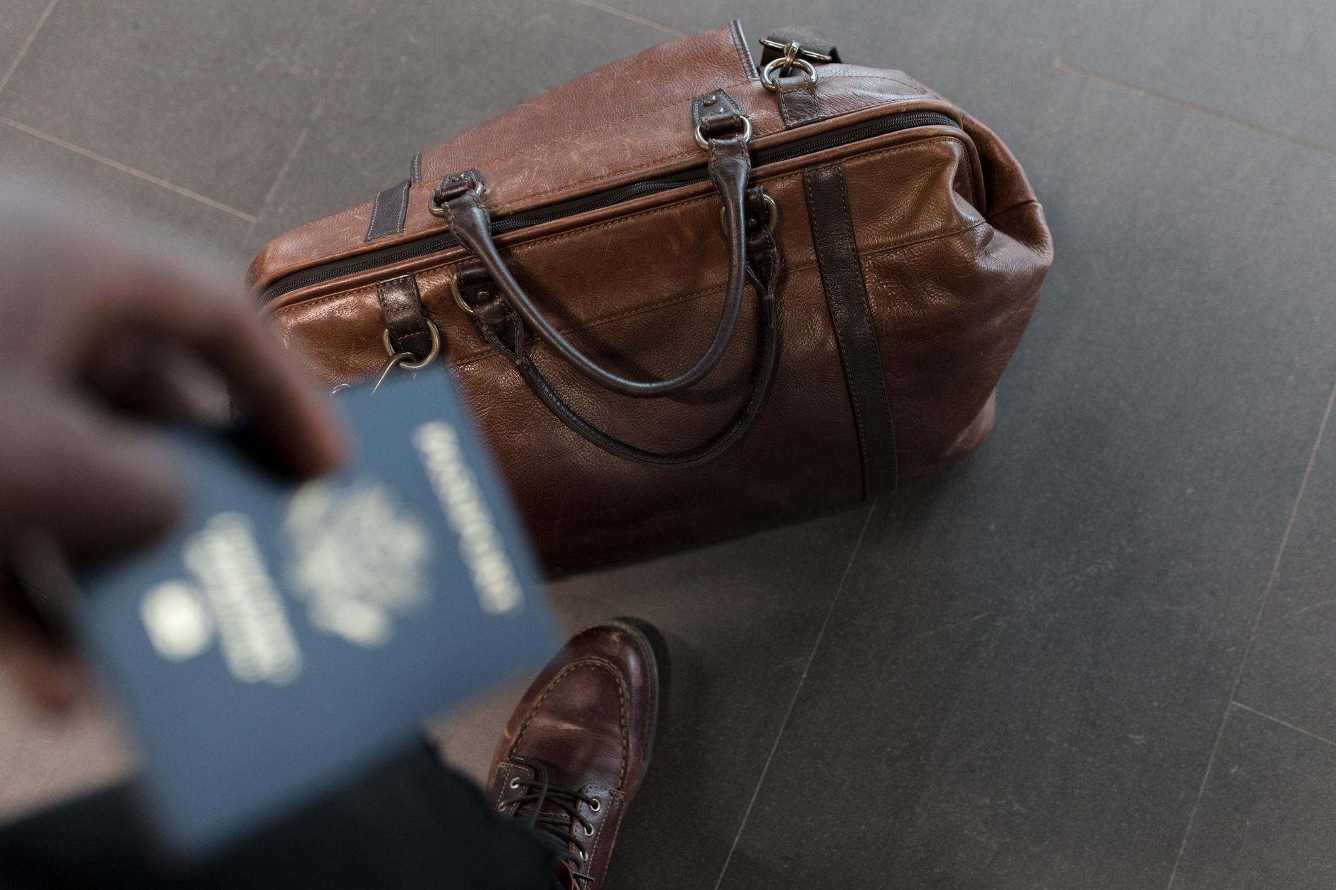 Minimalist travel gear layout